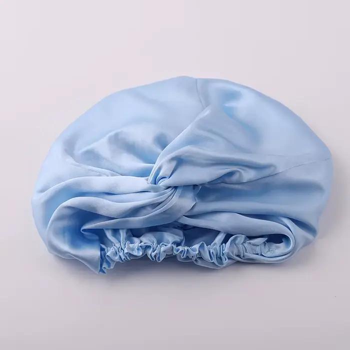 Bonnet de nuit 100% soie de mûrier 19 Momme pour femme, bonnet de sommeil uni, bonnet de nuit pour l
