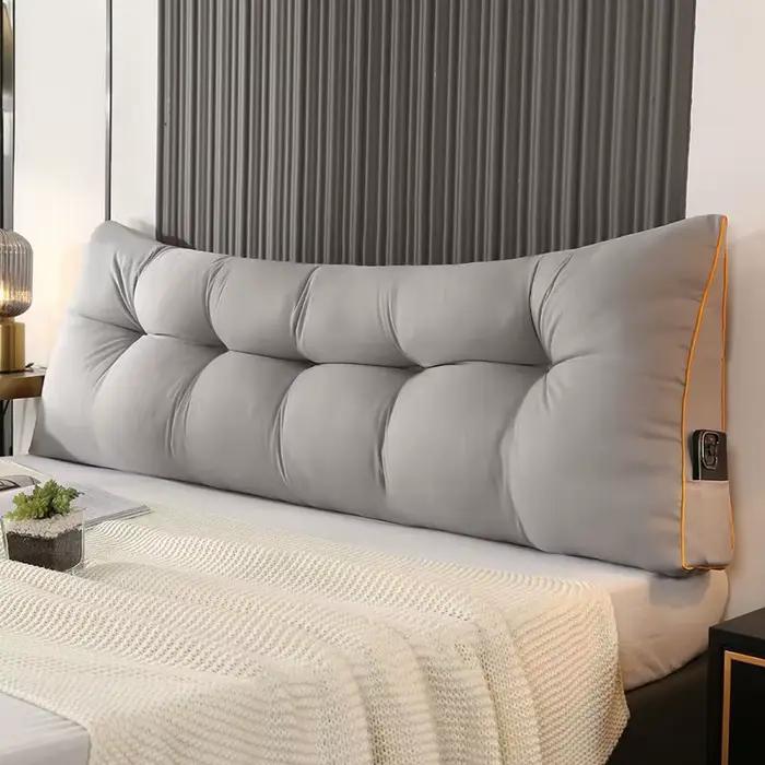 Coussin triangulaire pour tête de lit, coussin en forme de cale avec poches latérales, coussin de so