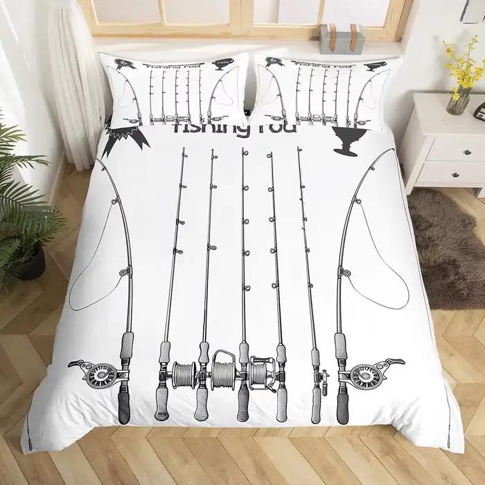 Ensemble de housse de couette à hameçon, ensemble de literie de pêche double, ensemble de couette à 