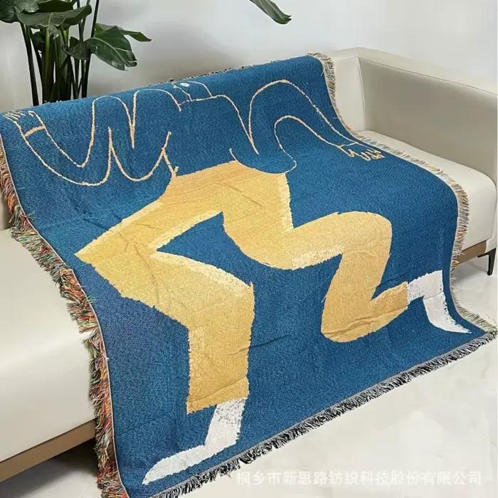 Couverture décorative de camping, coussin, style américain vintage abstrait, couverture de canapé, c