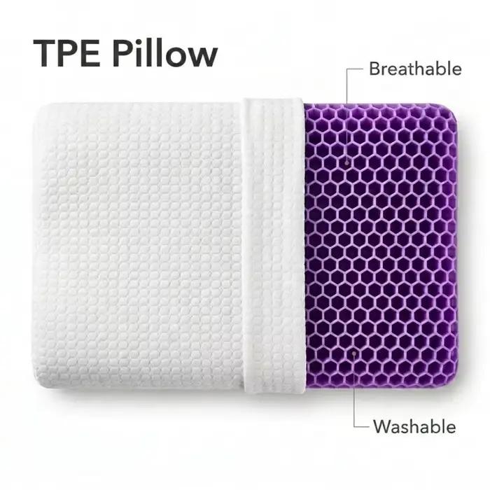 Oreiller en pectine TPE haute résilience avec housse respirante, soutien ergonomique du cou, ajustem