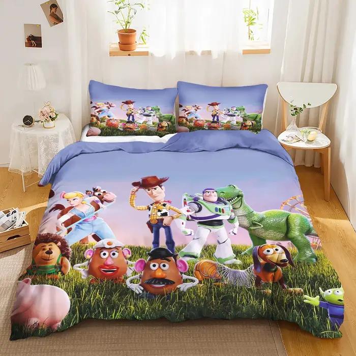 Parure de lit imprimée Anime Story 3D pour adultes et enfants, avec housse de couette à fermeture éc