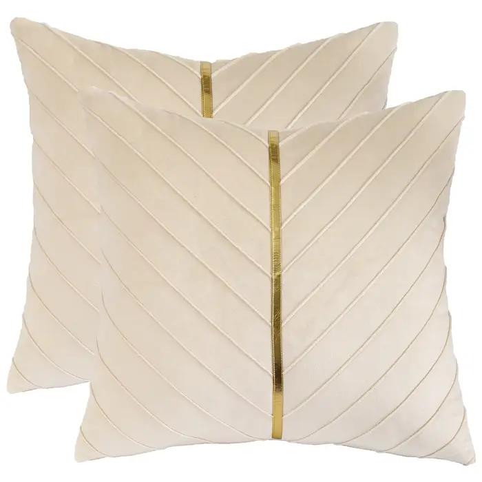 Housses de coussin en velours avec cuir doré, taie d'oreiller de canapé décorative, housses d'oreill
