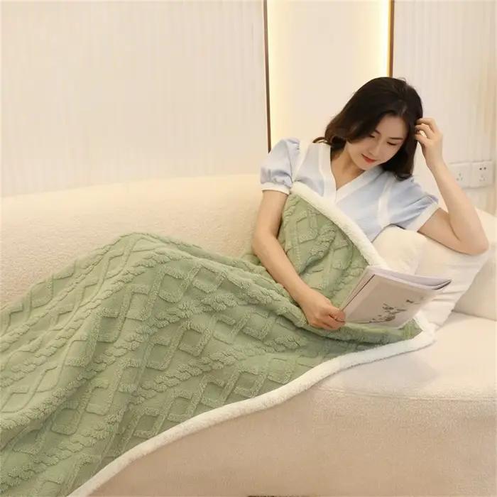 Couverture en laine pour sieste au bureau, couverture de canapé d'hiver, petite couette multifonctio