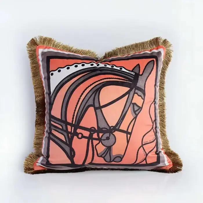 Housse de coussin cheval en velours, taie d'oreiller de luxe, décoration de canapé pour la maison
