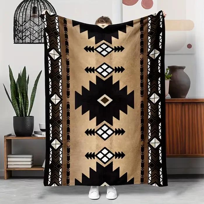 [1 couverture polaire] 1 couverture polaire à motifs de style bohème |   Cadeau polyvalent pour la f