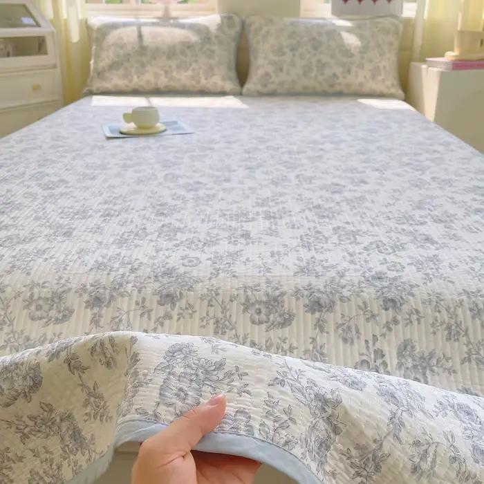 Ensemble de trois pièces en coton pur pour lit simple, drap sandwich en pur coton, antidérapant, sim