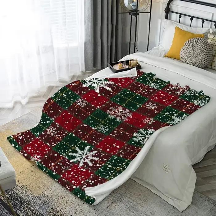 Couverture flocon de neige de noël en flanelle microfibre, couverture pour chambre à coucher, salon,