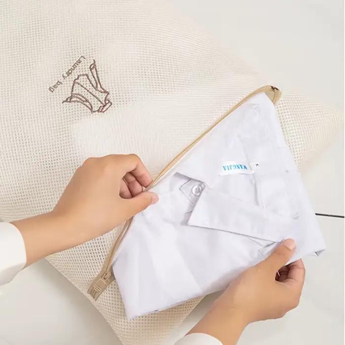 Sac à linge maille Fine broderie impression pochette à linge vêtements ménagers nettoyage sacs à lav