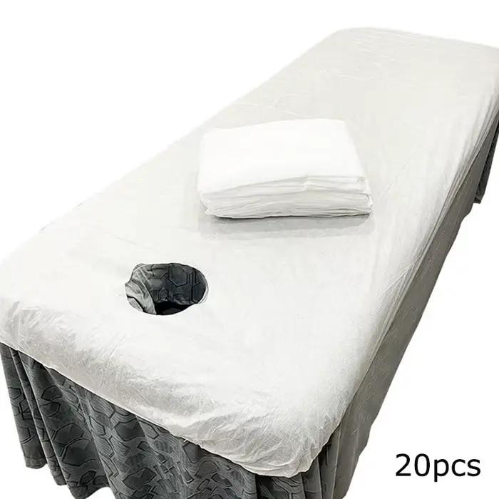 Couvre-lit jetable pour Salon de beauté, 20 pièces, draps doux pour Massage Spa à trous ouverts, tis