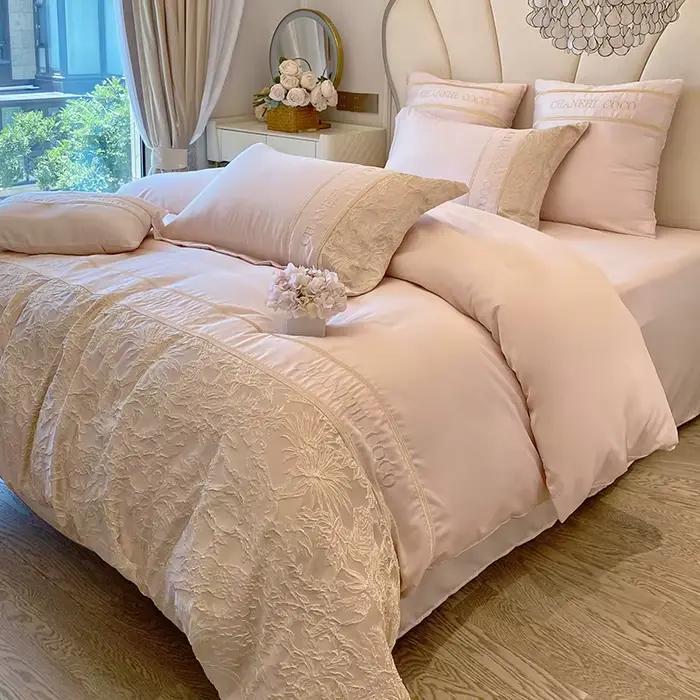 Housse de couette en coton épais et brossé, classe A, haut de gamme, à longues fibres, drap plat/aju