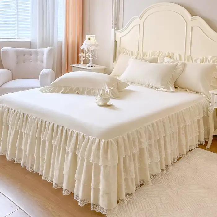 Maison exquise européenne dentelle douce respirant couvre-lit couvre-lit Type de jupe de lit