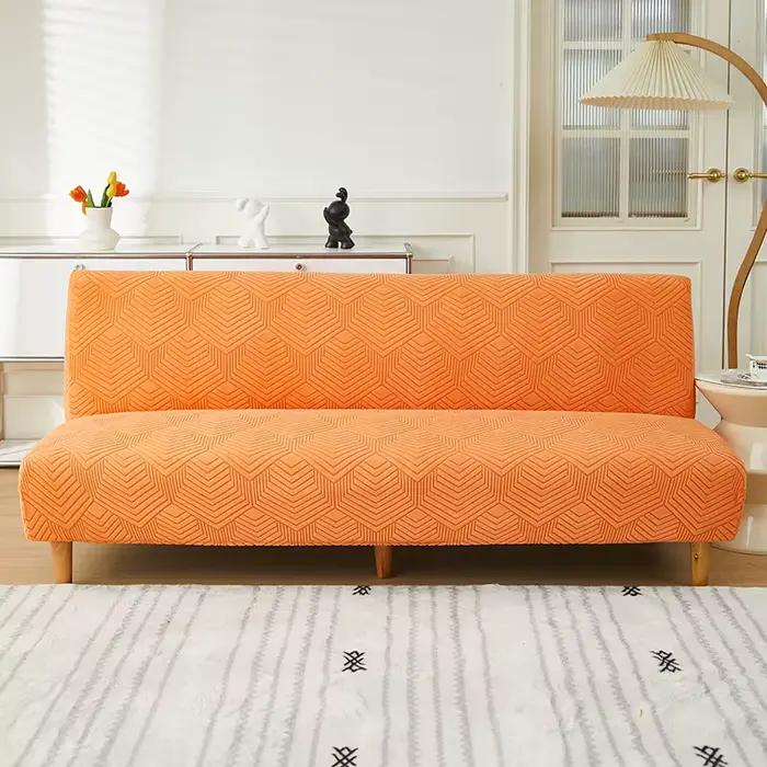 Housse de canapé-lit universelle sans bras, couleur unie, élastique, pliable, jacquard tridimensionn