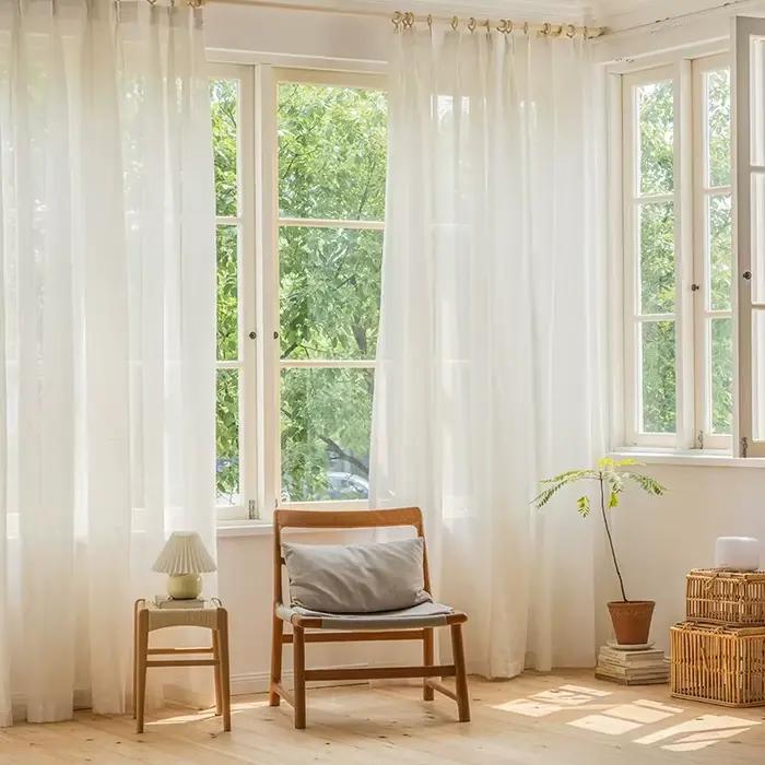 Rideaux transparents en coton et lin, Tulle blanc, pour fenêtre, salon, chambre à coucher, salle à m
