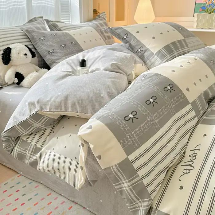 Ensemble de housse de couette de luxe 100% coton, housse de couette + taie d'oreiller, hypoallergéni