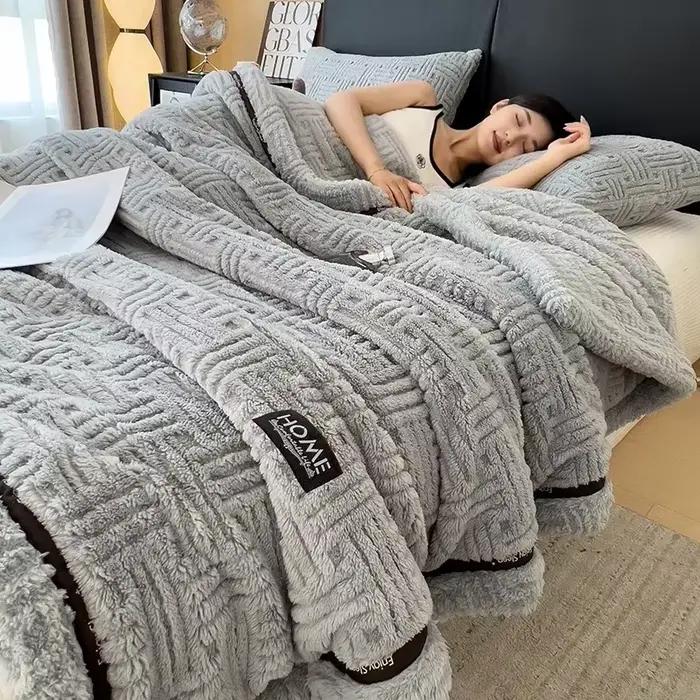 Couverture de jet de velours de tortue douce et moelleuse, couvertures chaudes, simple, double, cana