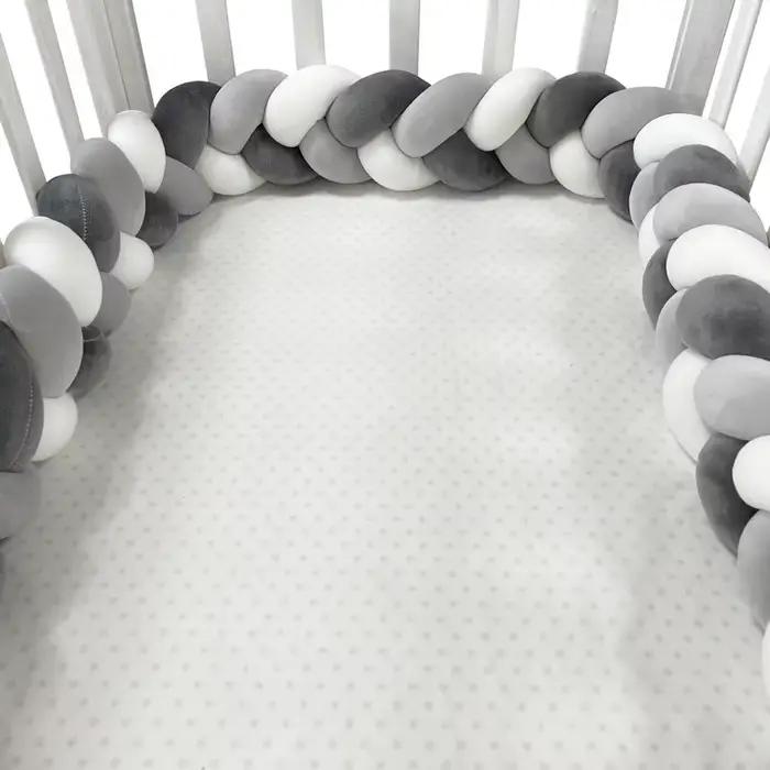 Protecteur de berceau pour bébé, coussin à nœud tressé pour nourrissons et enfants, 3 actions, pare-