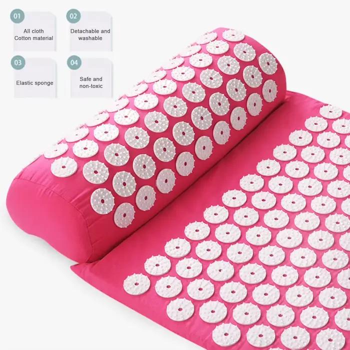 Oreiller d'acupression avec sac de rangement pour coussinets de Massage du cou, du dos et des pieds, ensemble d'oreillers pour tapis d'acupression, améliore la Circulation sanguine