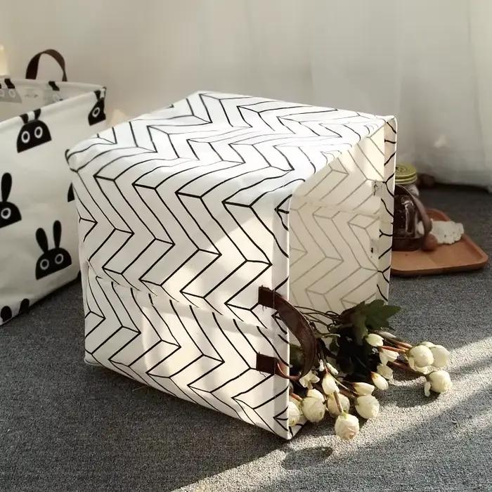 Panier à linge en coton et lin