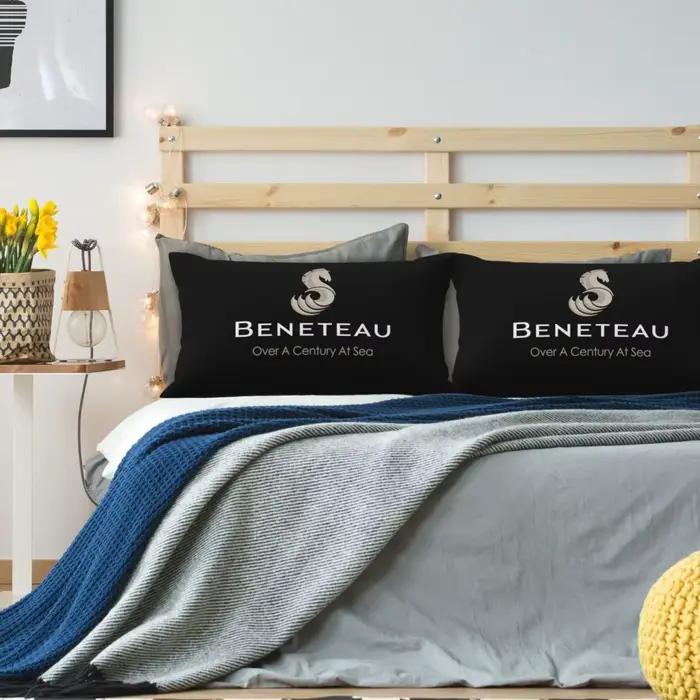 Housse de coussin rectangulaire en lin motif voilier Beneteau