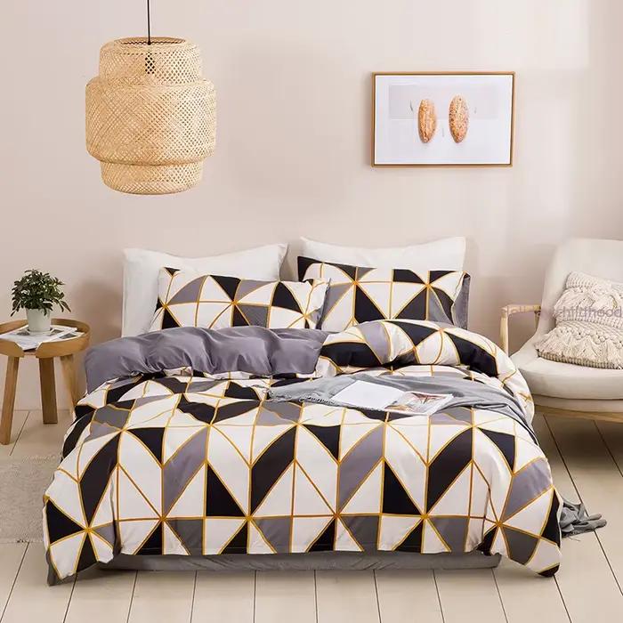 Housse de couette moderne à motif géométrique, taille King, douce, pour la maison, housse de couette Queen, ensemble de literie tendance pour lit double ou simple