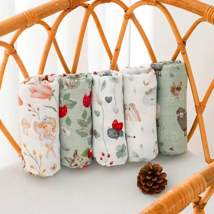 Elinfant 1 Pc bambou coton bébé couvertures nouveau-né mousseline Swaddle 120x110 cm pépinière couverture bébé Wrap Swaddle couverture Super doux