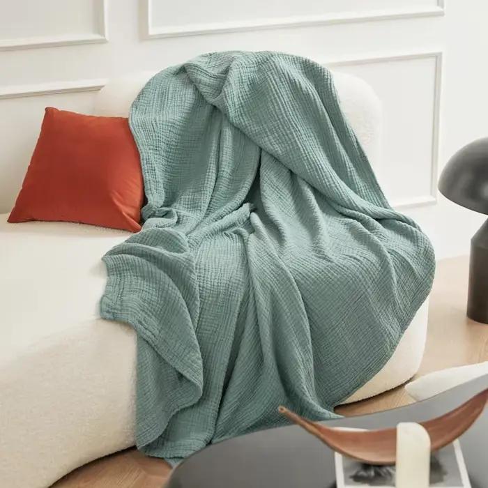 Couverture d'été bohème 100 % coton mousseline