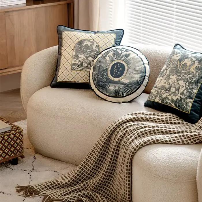 Housse de coussin décorative pour la décoration de la maison, taie d'oreiller à motif floral vintage, style campagne française, noir et blanc, bureau, canapé, lit