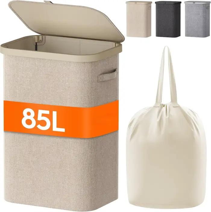 Panier à linge avec roulettes et couvercle