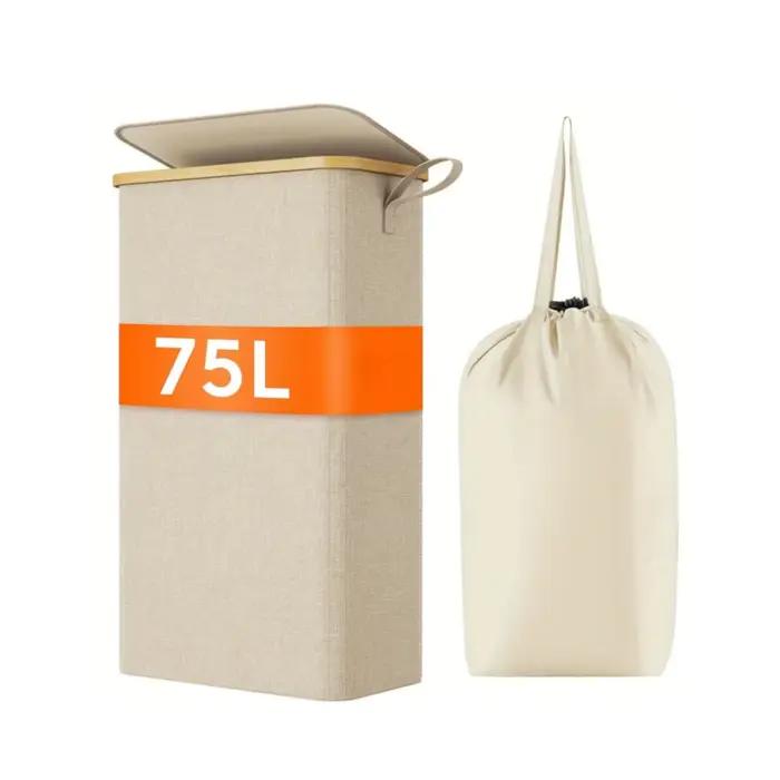 Panier à linge fin de 75 L avec couvercle