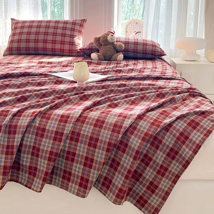 Drap plat en coton 100% teint en fil