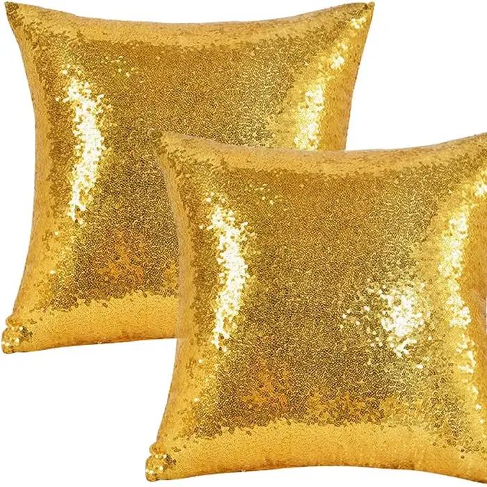 Housses de coussin à paillettes dorées 40x40cm