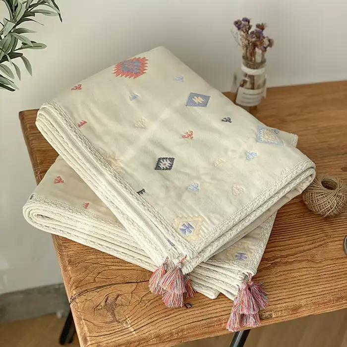 Couverture en Coton Biologique à 6 Couches pour Poussette de Bébé, Literie pour Enfant, Accessoires pour Nouveau-Né, Style Bohème, illant de Lit