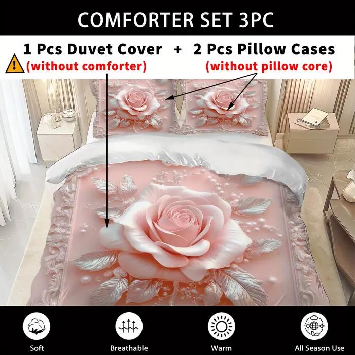 Latacaca 2/3 pièces ensemble de housse de couette Rose Rose