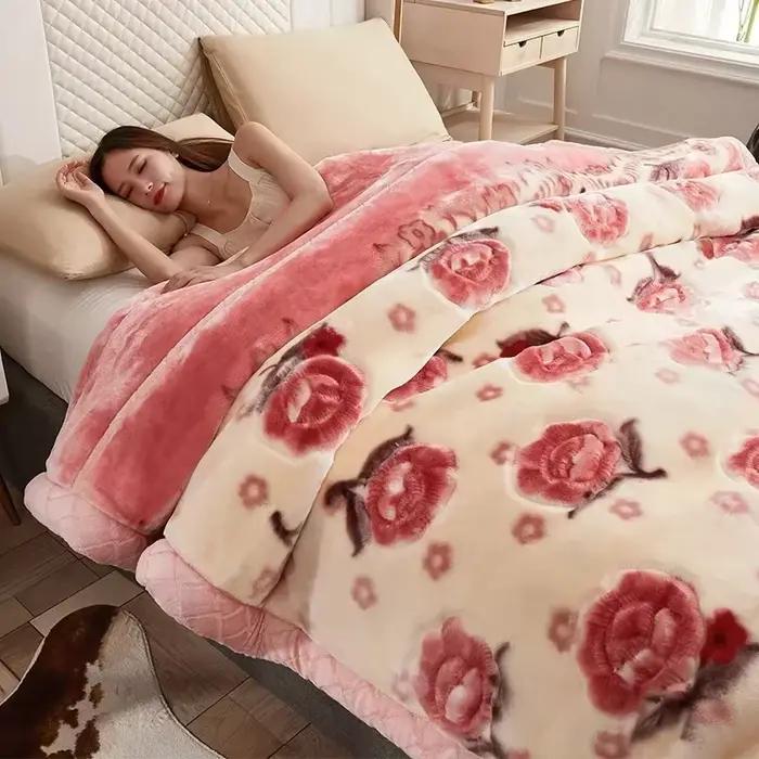 Nouvelles couvertures lestées chaudes pour lits haut de gamme épaissir chaleur couverture Raschel pour l'hiver automne Double face en peluche couette couette