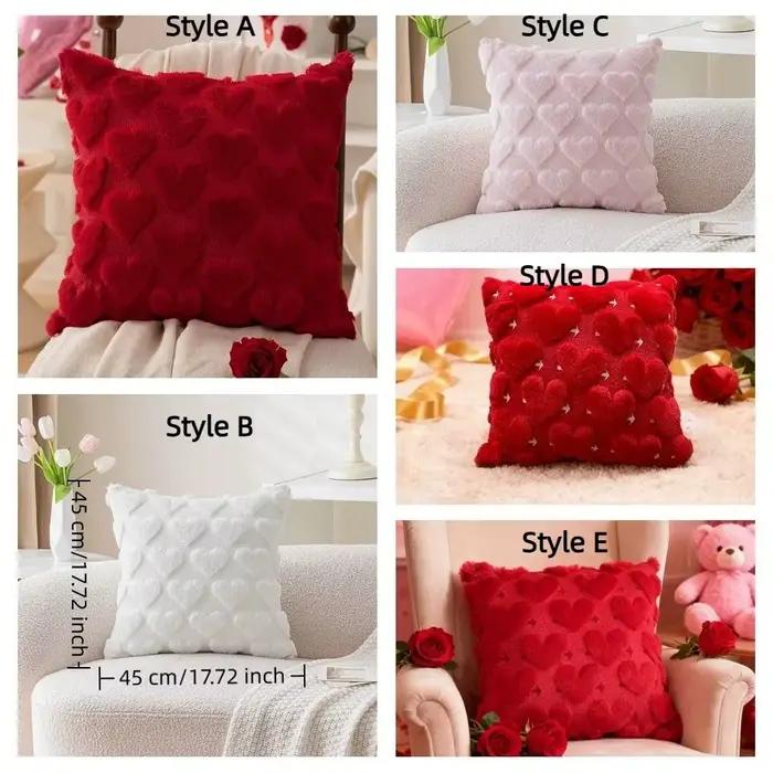 Housse de coussin en peluche en forme de cœur