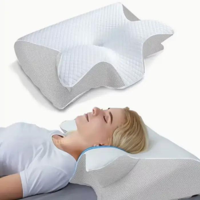 Oreiller pour le cou et le sommeil profond, papillon à rebond lent, en coton à mémoire de forme, pour la colonne cervicale, soutien doux mais ferme, Relaxation des épaules