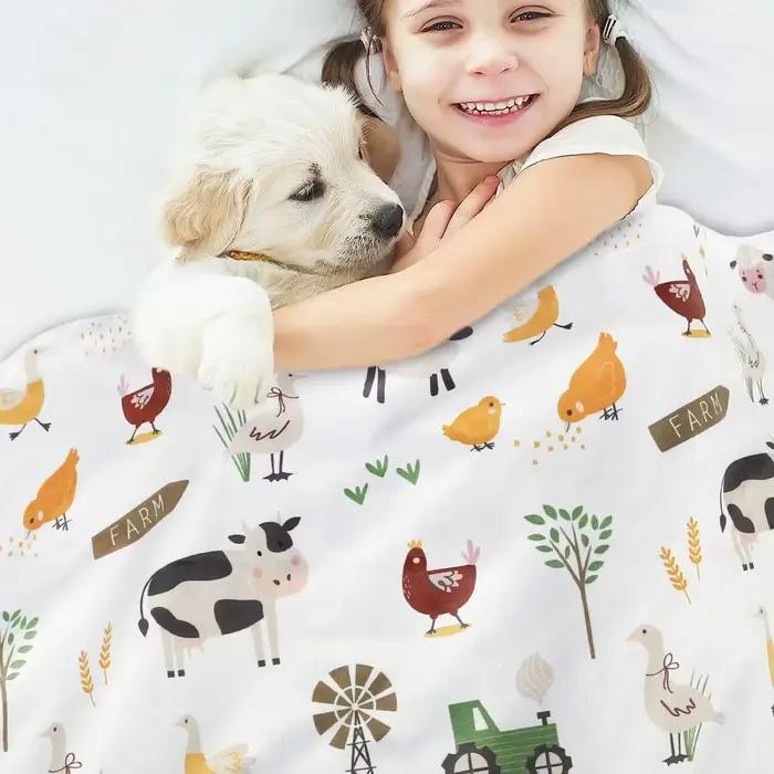 Couverture de zoo en laine douce et moelleuse pour bébé