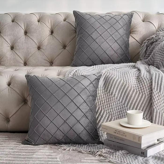 Housses de coussin à carreaux en velours gris foncé, 30x50cm, 45x45cm, 50x50cm, taies d'oreiller de canapé de Style nordique pour la décoration moderne de la maison