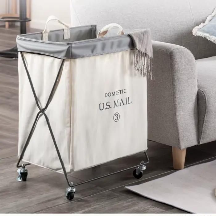 Grand panier à linge pliable moderne en tissu
