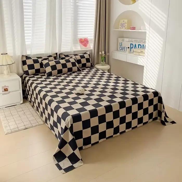 Drap de lit en coton lavé imprimé motif floral, série Double Top, pour filles, garçons, enfants, tailles simple, queen et king size