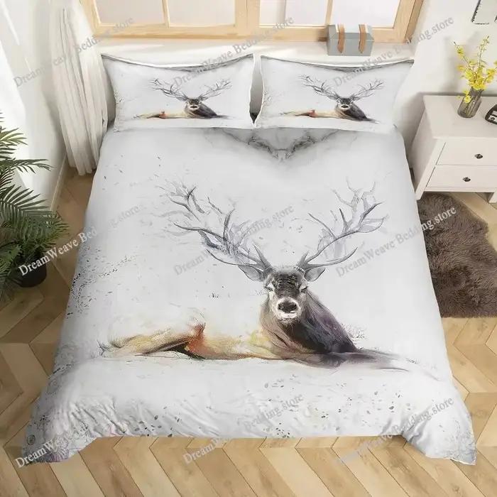 Housse de couette motif cerf et élan