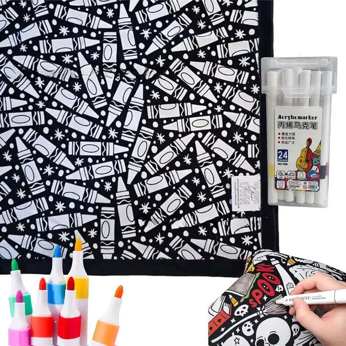 Couverture à colorier soi-même avec 24 marqueurs colorés, motif personnalisable créatif, couverture anti-stress, peinture artistique unique, décoration, cadeau