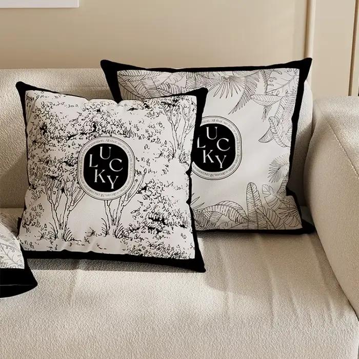 Housse de coussin imprimée Double face noir et blanc