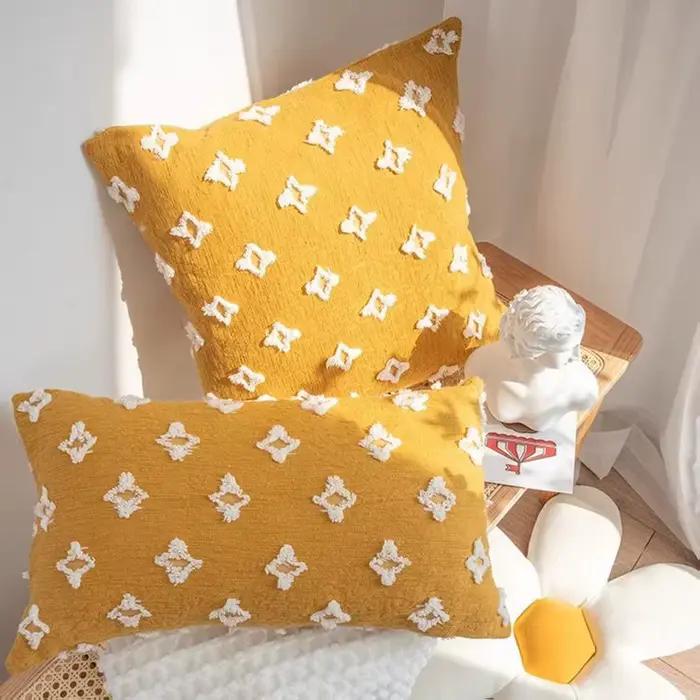 Taie d'Oreiller Jaune Moderne de Style Nordique, Motif Étoile, Décoration de Canapé, Salon, Maison, 30x50cm, 45x45cm