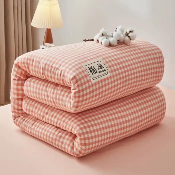 Couette en coton pur à carreaux pour lit double