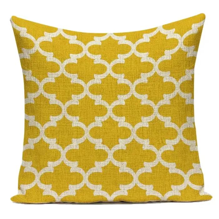 Housse de coussin jaune à rayures géométriques, taie d'oreiller en Polyester ondulé, housse de coussin de canapé pour décoration de salon