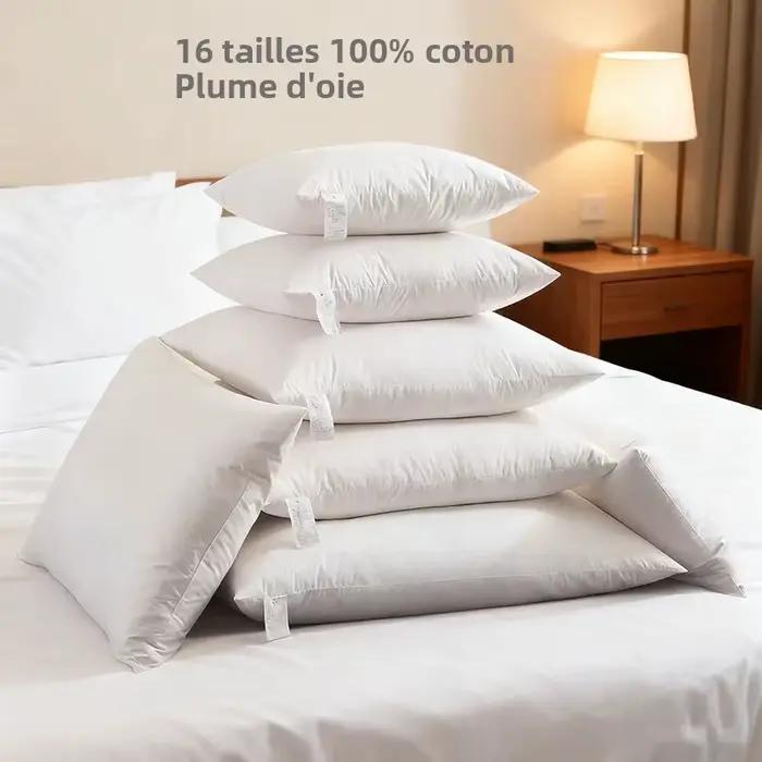 Coussin en plumes d'oie en coton, 80x80/70x70/60x60/55x55/50x50/45x45/40x40/50x90/50x75/50x70/50x65/45x70/40x60/35x50/30x50cm