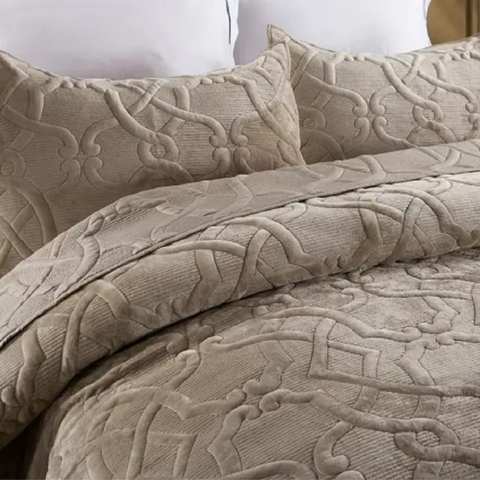 Couvre-lit en velours doux pour lit King et Queen Size, couvre-lit en peluche, couvre-matelas, couvre-lit rembourré, ensemble de 3 pièces