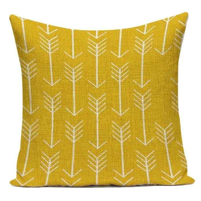 Housse de coussin jaune à rayures géométriques, taie d'oreiller en Polyester ondulé, housse de coussin de canapé pour décoration de salon